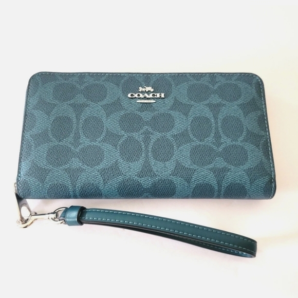 Coach Aquamarine Signature Wristlet